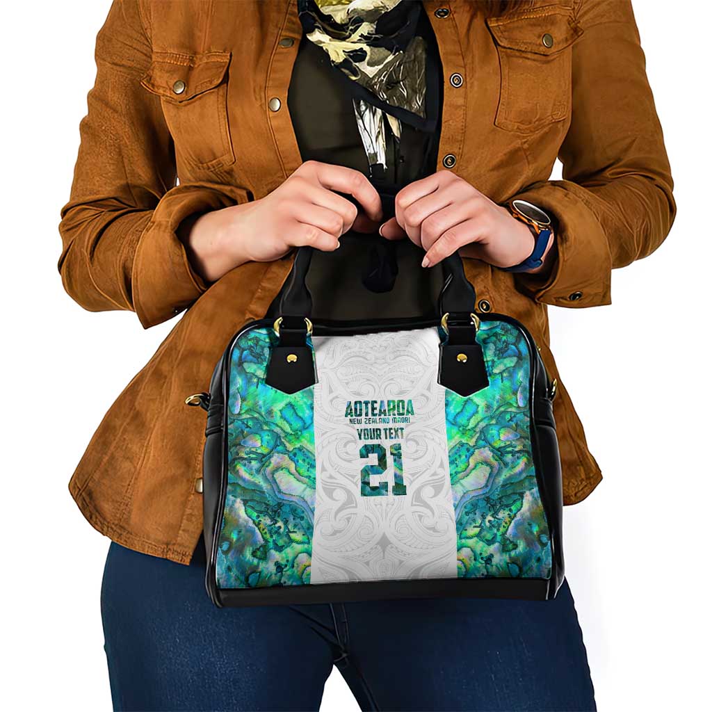 Custom New Zealand Aotearoa Shoulder Handbag Green Maori Paua Shell Indigenous - Polynesian Pride