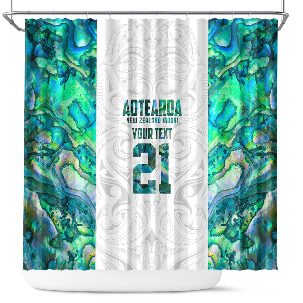 Custom New Zealand Aotearoa Shower Curtain Green Maori Paua Shell Indigenous - Polynesian Pride