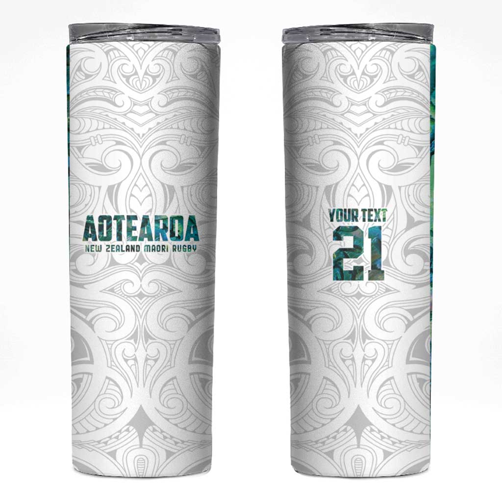 Custom New Zealand Aotearoa Skinny Tumbler Green Maori Paua Shell Indigenous LT9 Green - Polynesian Pride