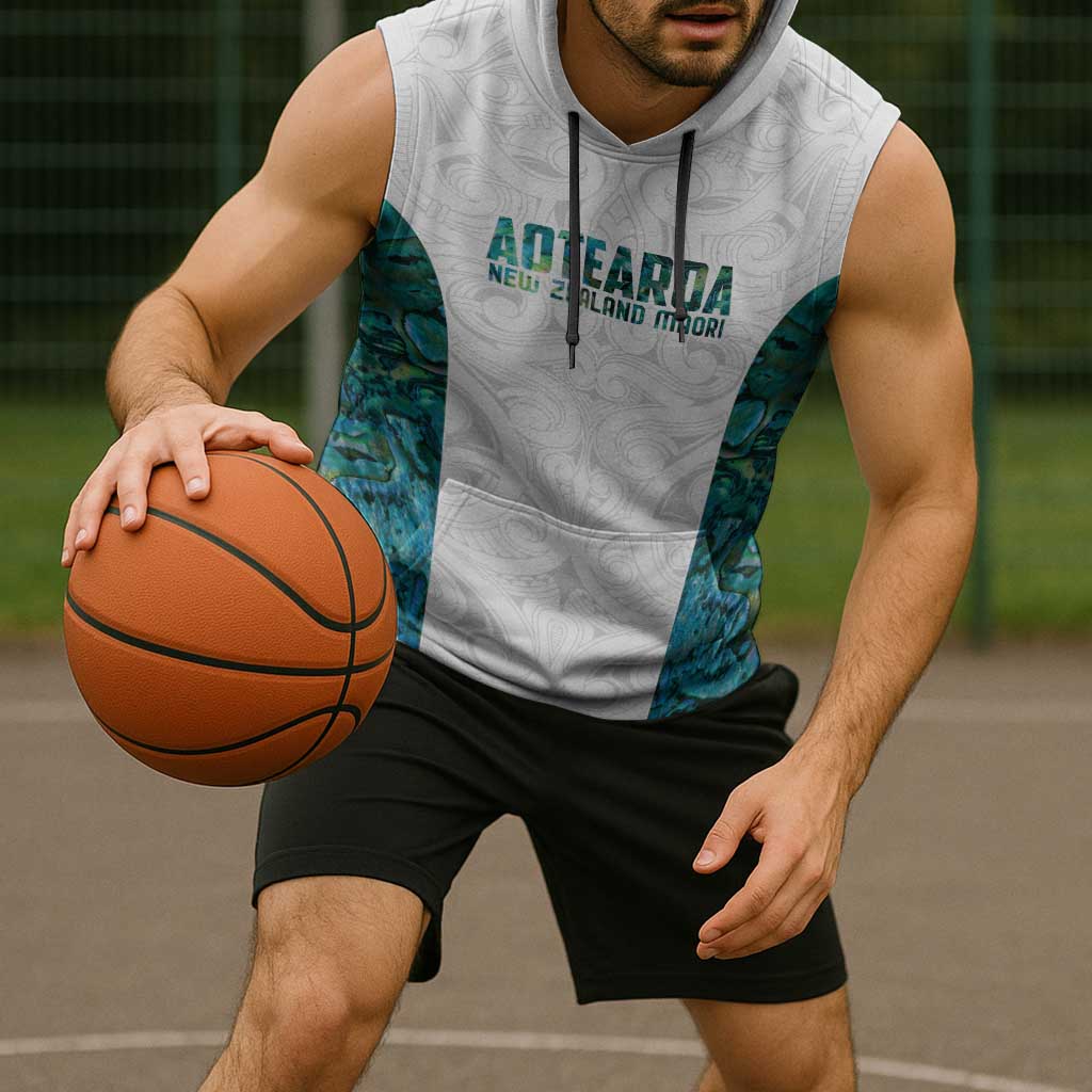 Custom New Zealand Aotearoa Sleeveless Hoodie Green Maori Paua Shell Indigenous - Polynesian Pride