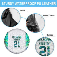Custom New Zealand Aotearoa Spare Tire Cover Green Maori Paua Shell Indigenous - Polynesian Pride