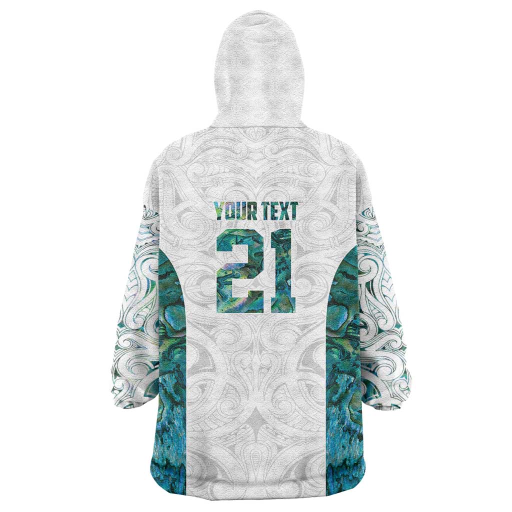 Custom New Zealand Aotearoa Wearable Blanket Hoodie Green Maori Paua Shell Indigenous LT9 - Polynesian Pride