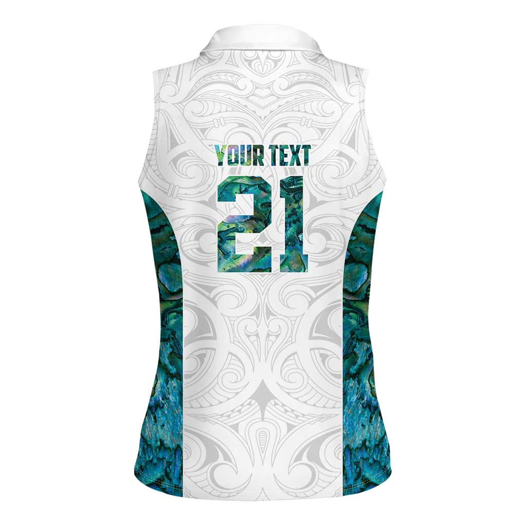 Custom New Zealand Aotearoa Women Sleeveless Polo Shirt Green Maori Paua Shell Indigenous LT9 - Polynesian Pride