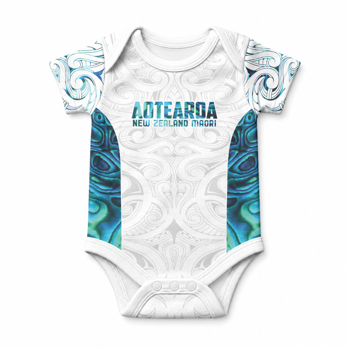 Custom New Zealand Aotearoa Baby Onesie Maori Paua Shell Indigenous