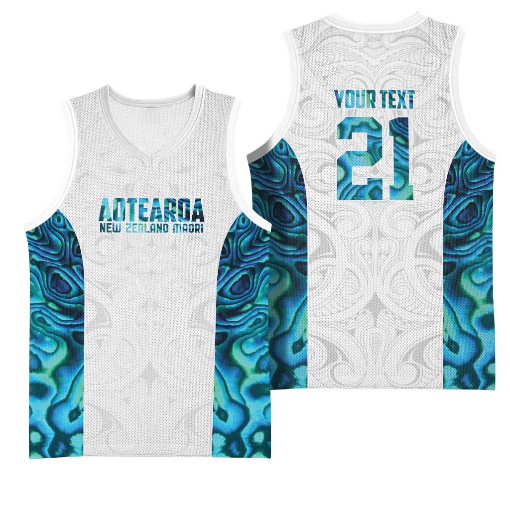 Custom New Zealand Aotearoa Basketball Jersey Maori Paua Shell Indigenous - Polynesian Pride