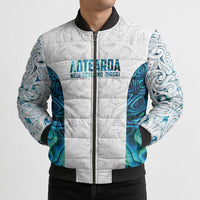 Custom New Zealand Aotearoa Bomber Puffer Jacket Maori Paua Shell Indigenous - Polynesian Pride
