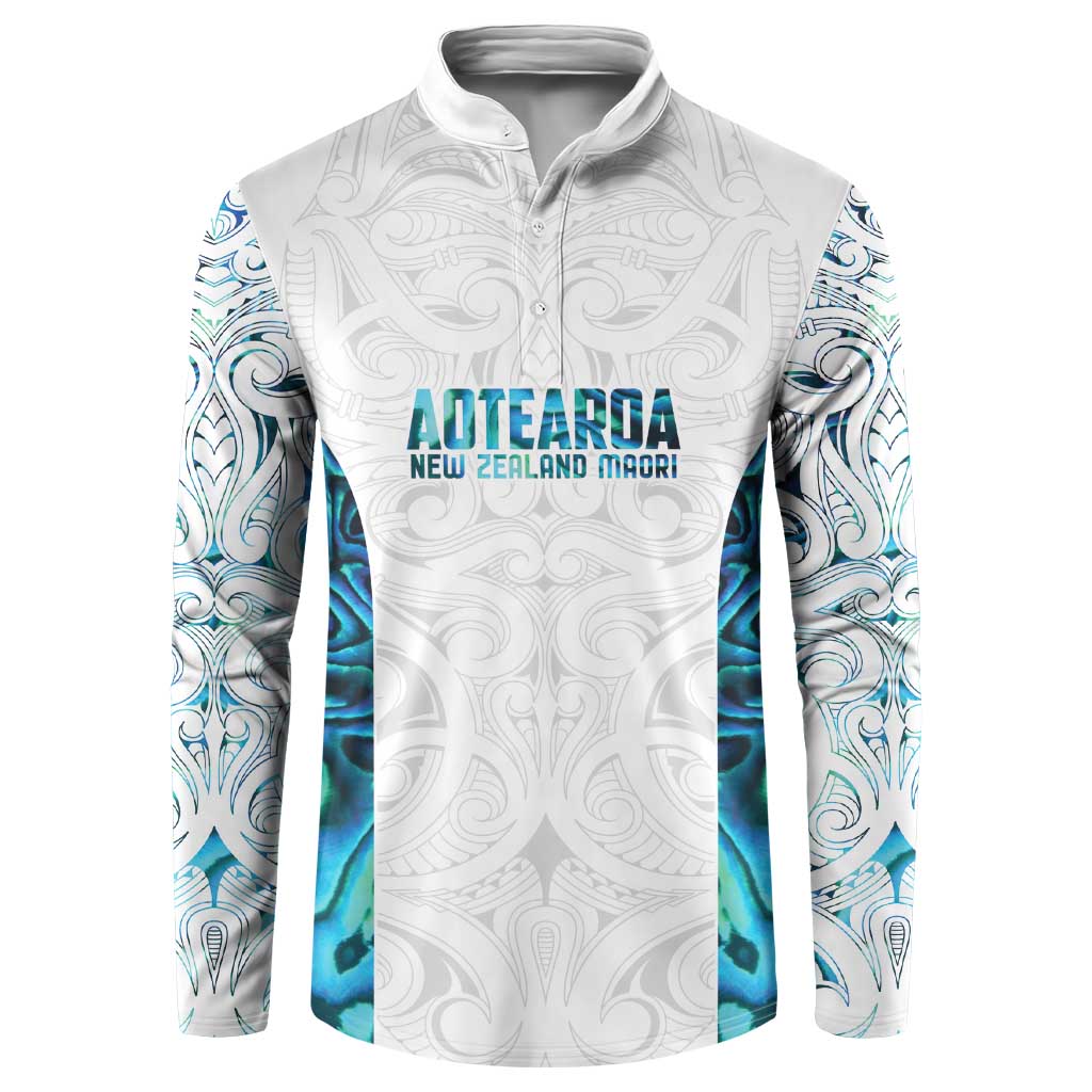 Custom New Zealand Aotearoa Button Sweatshirt Maori Paua Shell Indigenous - Polynesian Pride