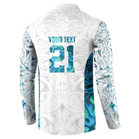 Custom New Zealand Aotearoa Button Sweatshirt Maori Paua Shell Indigenous - Polynesian Pride