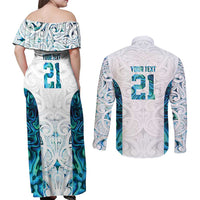 Custom New Zealand Aotearoa Couples Matching Off Shoulder Maxi Dress and Long Sleeve Button Shirt Maori Paua Shell Indigenous LT9 - Polynesian Pride