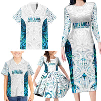Custom New Zealand Aotearoa Family Matching Long Sleeve Bodycon Dress and Hawaiian Shirt Maori Paua Shell Indigenous LT9 - Polynesian Pride
