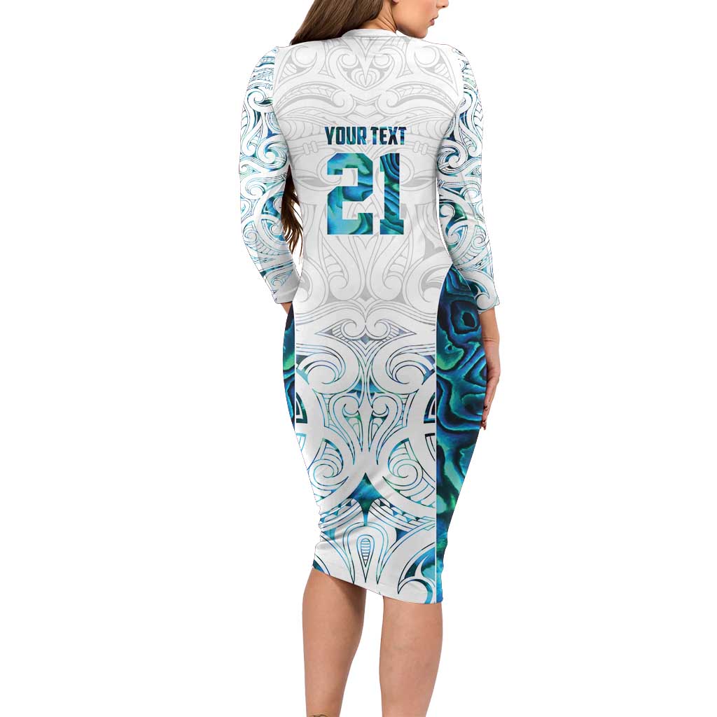 Custom New Zealand Aotearoa Family Matching Long Sleeve Bodycon Dress and Hawaiian Shirt Maori Paua Shell Indigenous LT9 - Polynesian Pride
