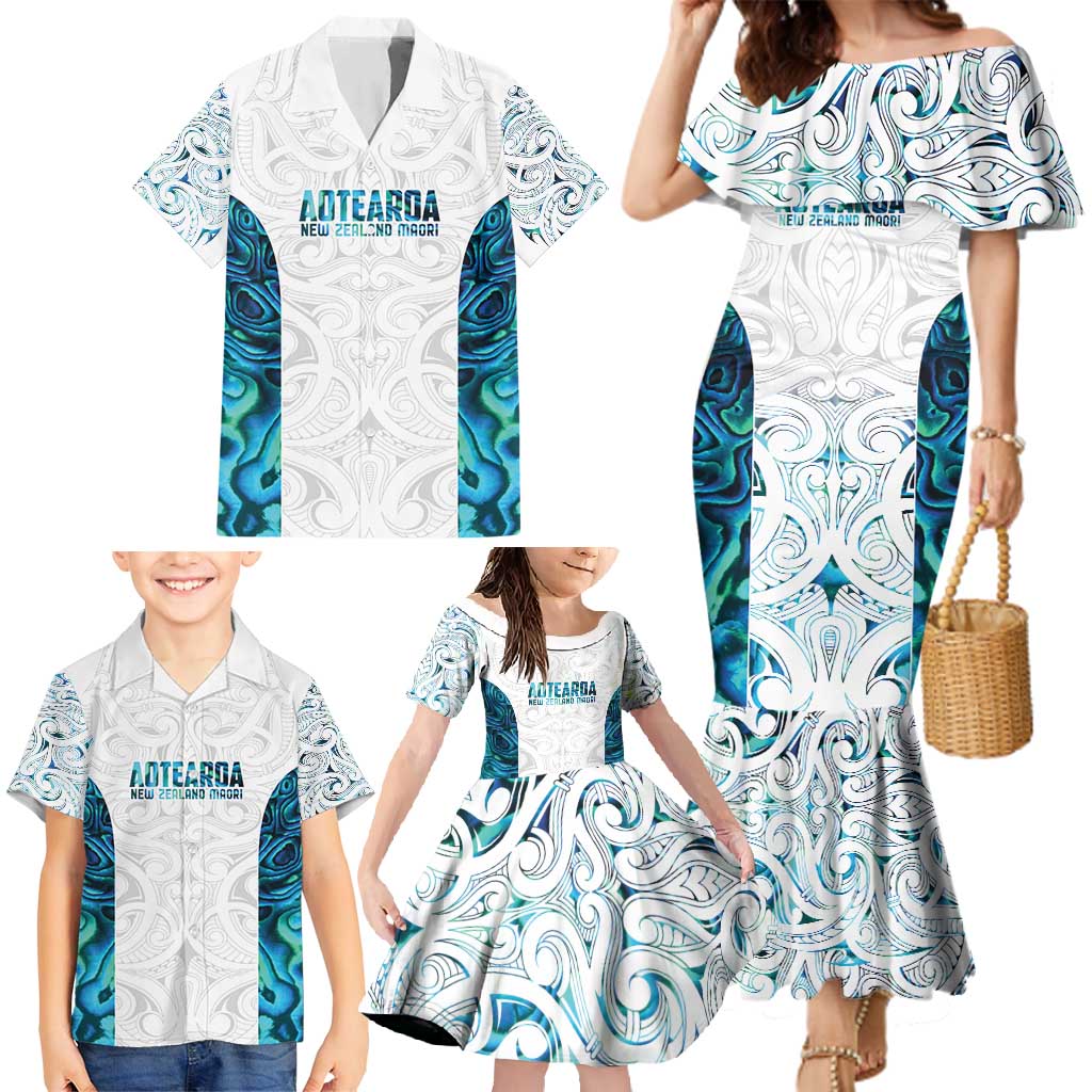 Custom New Zealand Aotearoa Family Matching Mermaid Dress and Hawaiian Shirt Maori Paua Shell Indigenous LT9 - Polynesian Pride