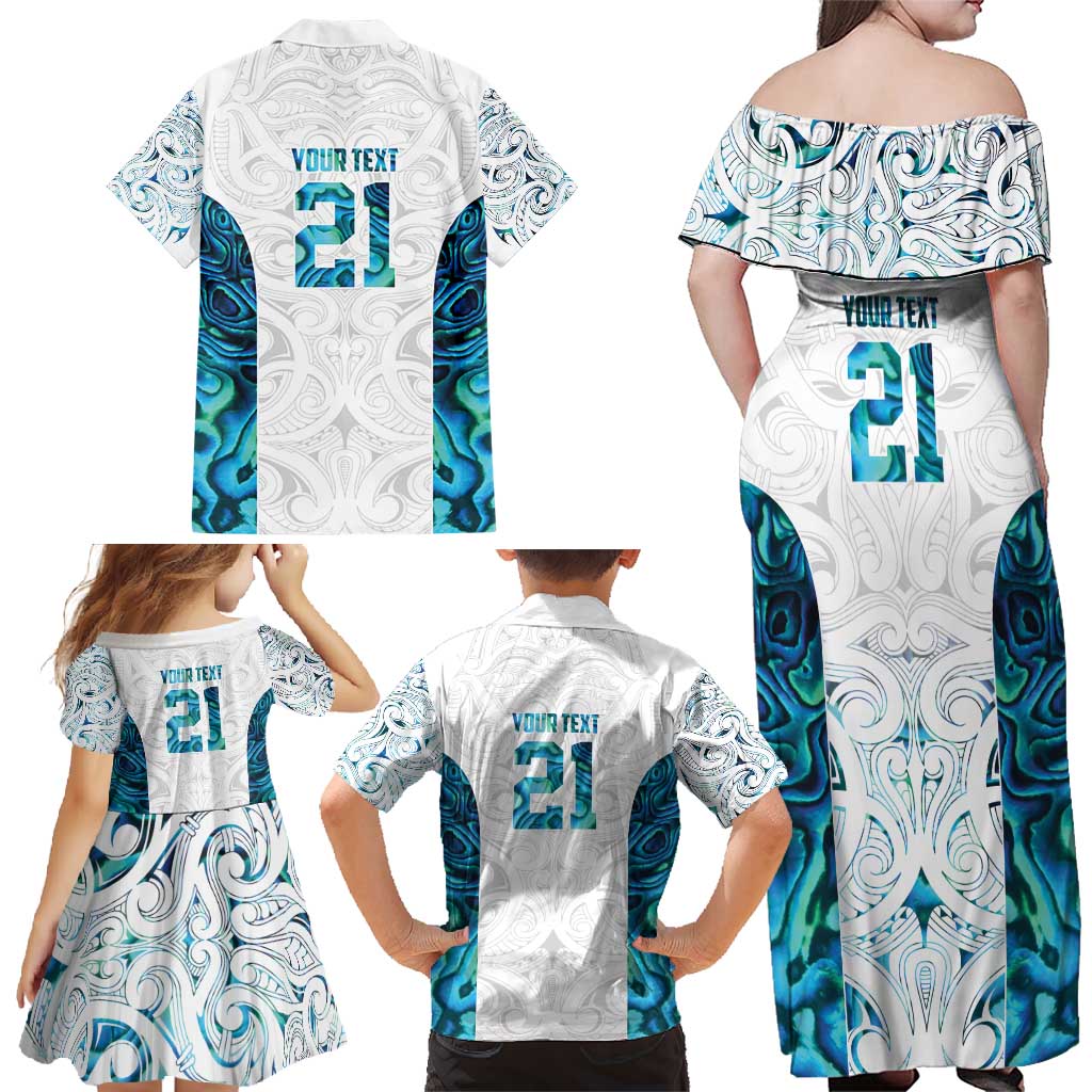 Custom New Zealand Aotearoa Family Matching Off Shoulder Maxi Dress and Hawaiian Shirt Maori Paua Shell Indigenous LT9 - Polynesian Pride