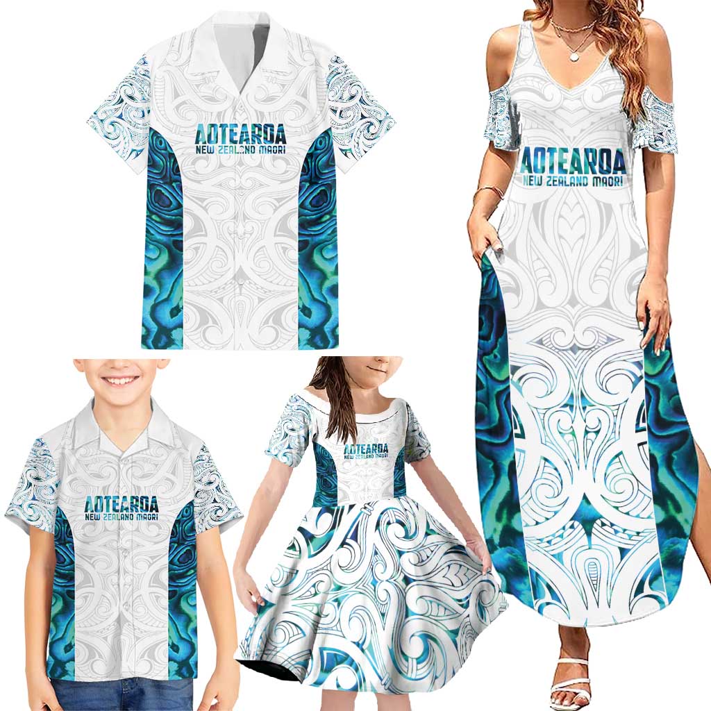 Custom New Zealand Aotearoa Family Matching Summer Maxi Dress and Hawaiian Shirt Maori Paua Shell Indigenous LT9 - Polynesian Pride