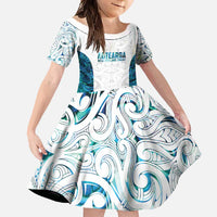 Custom New Zealand Aotearoa Family Matching Tank Maxi Dress and Hawaiian Shirt Maori Paua Shell Indigenous LT9 Daughter's Dress Blue - Polynesian Pride