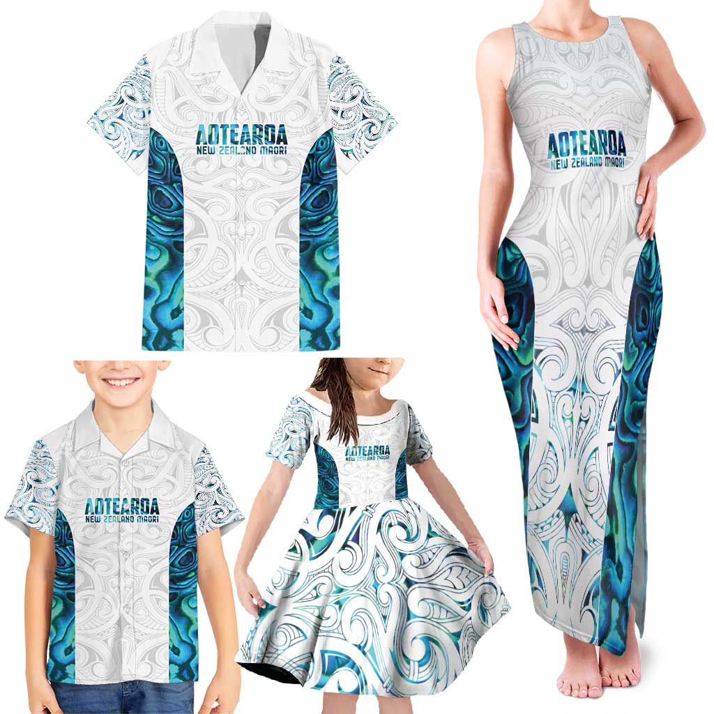 Custom New Zealand Aotearoa Family Matching Tank Maxi Dress and Hawaiian Shirt Maori Paua Shell Indigenous LT9 - Polynesian Pride