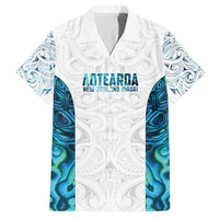 Custom New Zealand Aotearoa Family Matching Tank Maxi Dress and Hawaiian Shirt Maori Paua Shell Indigenous LT9 Dad's Shirt - Short Sleeve Blue - Polynesian Pride