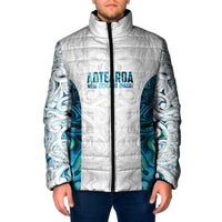 Custom New Zealand Aotearoa Padded Jacket Maori Paua Shell Indigenous - Polynesian Pride