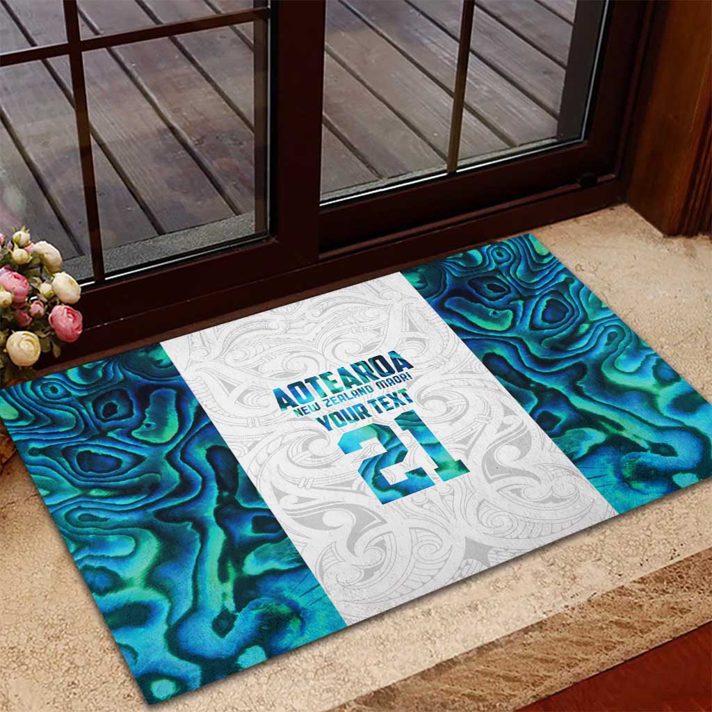 Custom New Zealand Aotearoa Rubber Doormat Maori Paua Shell Indigenous - Polynesian Pride