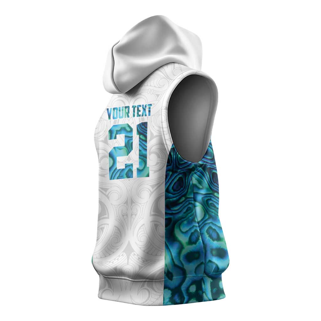 Custom New Zealand Aotearoa Sleeveless Hoodie Maori Paua Shell Indigenous - Polynesian Pride