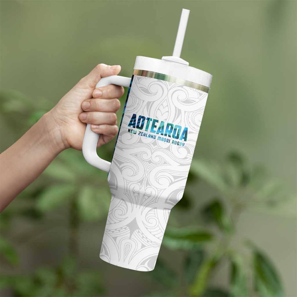 Custom New Zealand Aotearoa Tumbler With Handle Maori Paua Shell Indigenous - Polynesian Pride