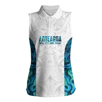 Custom New Zealand Aotearoa Women Sleeveless Polo Shirt Maori Paua Shell Indigenous LT9 Female Blue - Polynesian Pride