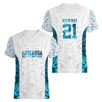 Custom New Zealand Aotearoa Women V-Neck T-Shirt Maori Paua Shell Indigenous LT9 - Polynesian Pride