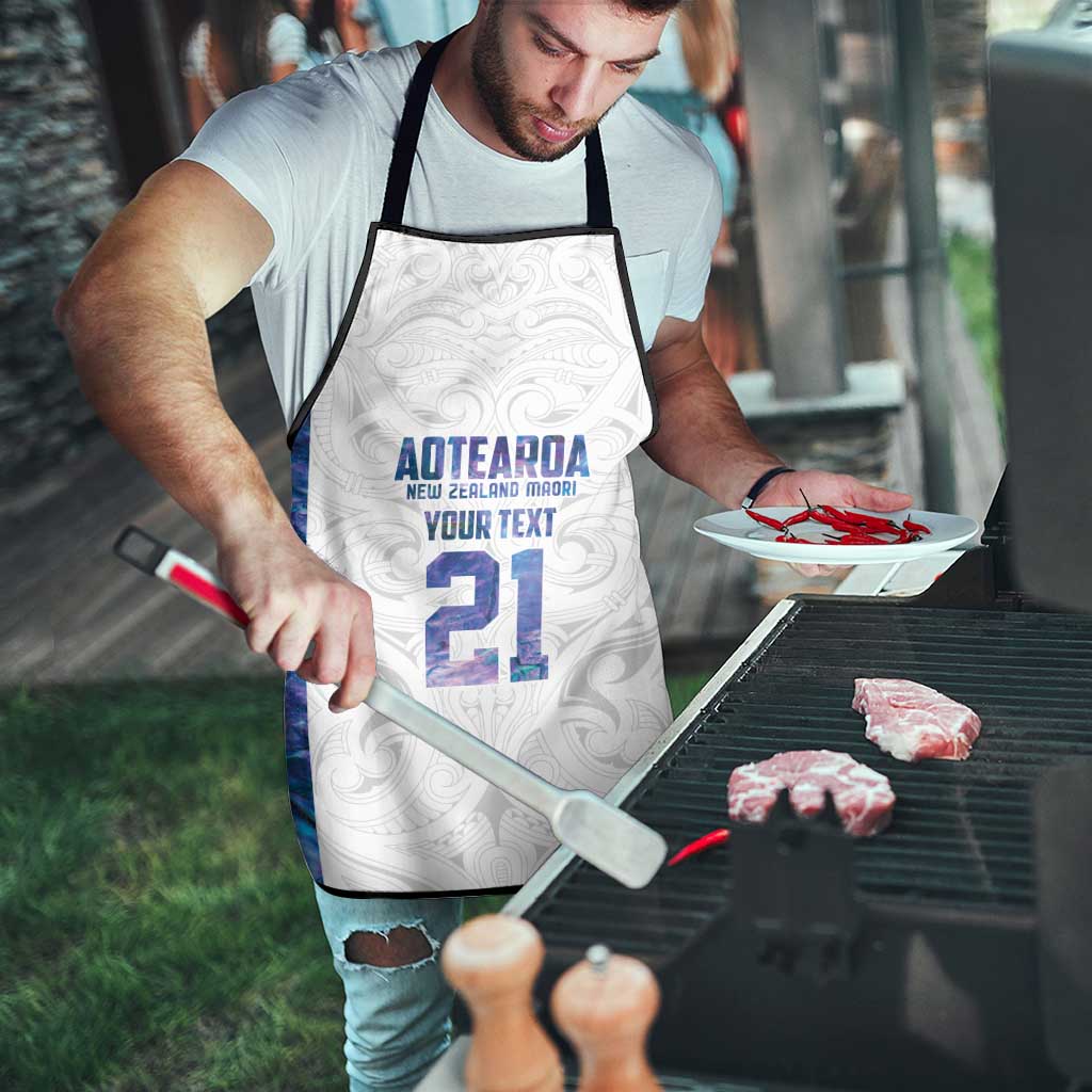 Custom New Zealand Aotearoa Apron Purple Maori Paua Shell Indigenous - Polynesian Pride