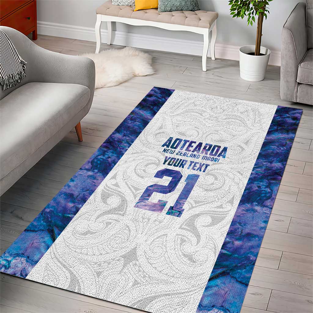 Custom New Zealand Aotearoa Area Rug Purple Maori Paua Shell Indigenous - Polynesian Pride