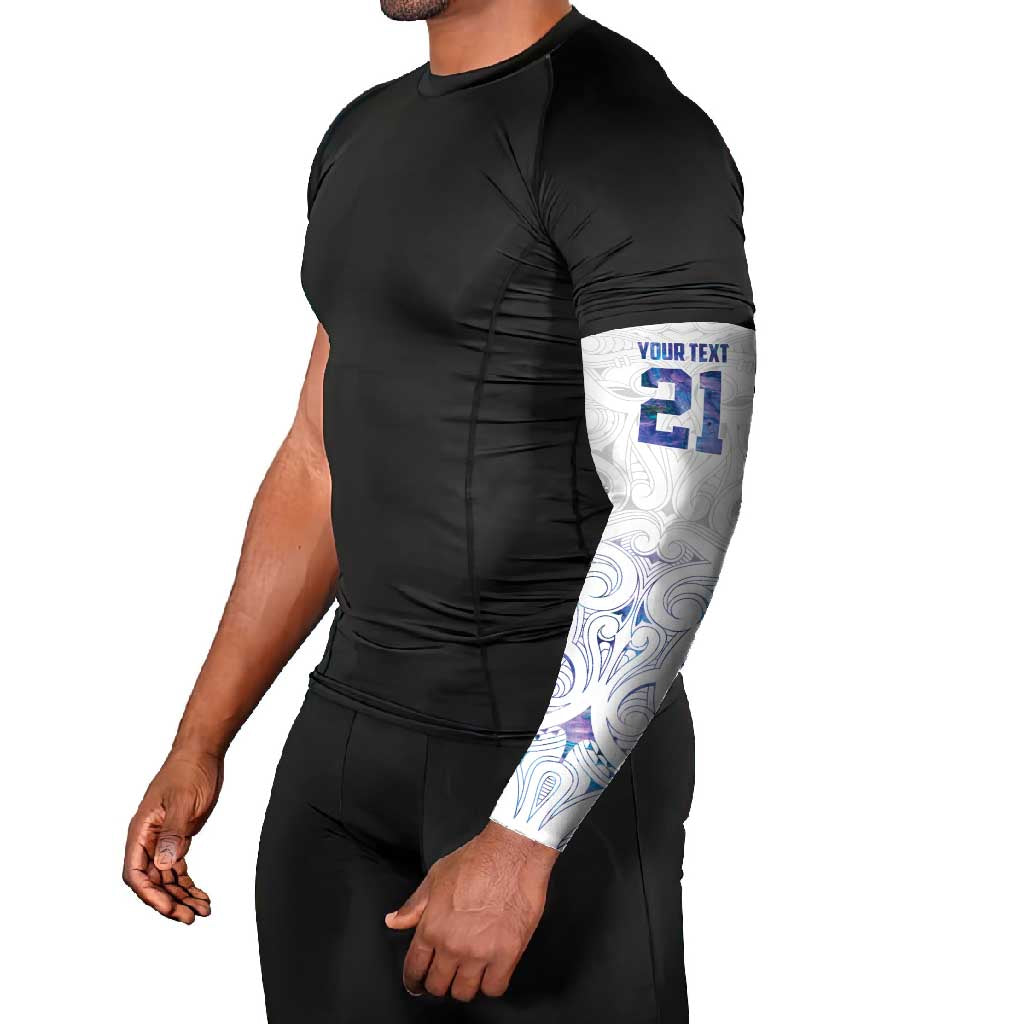 Custom New Zealand Aotearoa Arm Sleeves Purple Maori Paua Shell Indigenous - Polynesian Pride