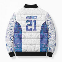 Custom New Zealand Aotearoa Bomber Puffer Jacket Purple Maori Paua Shell Indigenous - Polynesian Pride