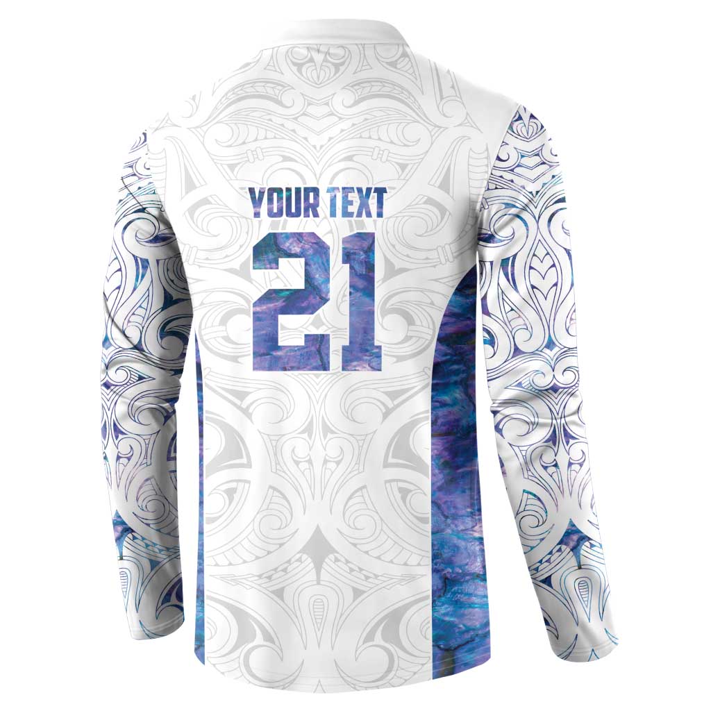 Custom New Zealand Aotearoa Button Sweatshirt Purple Maori Paua Shell Indigenous - Polynesian Pride