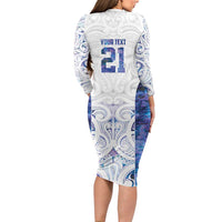 Custom New Zealand Aotearoa Family Matching Long Sleeve Bodycon Dress and Hawaiian Shirt Purple Maori Paua Shell Indigenous LT9 - Polynesian Pride