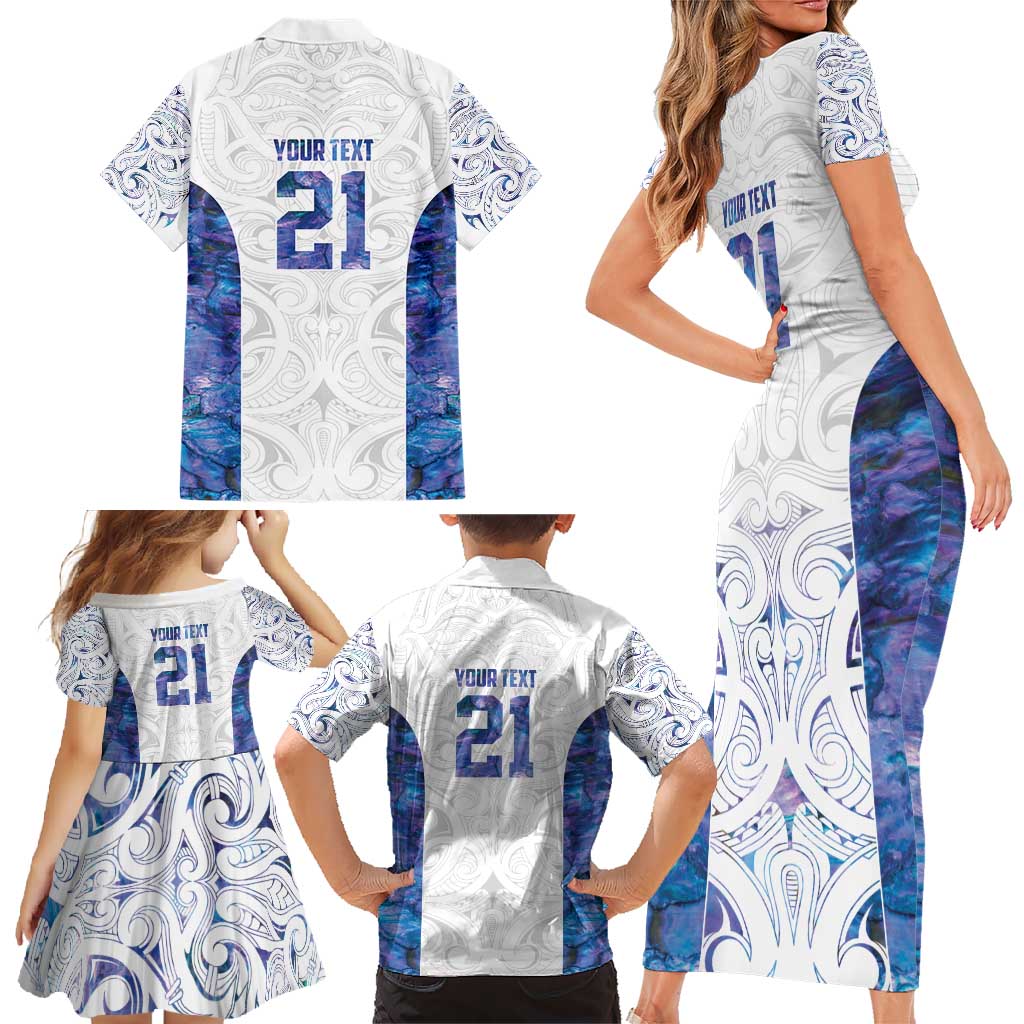 Custom New Zealand Aotearoa Family Matching Short Sleeve Bodycon Dress and Hawaiian Shirt Purple Maori Paua Shell Indigenous LT9 - Polynesian Pride