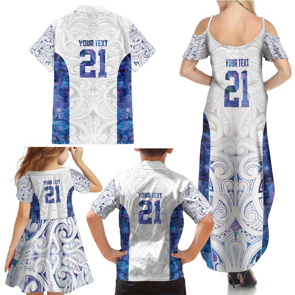 Custom New Zealand Aotearoa Family Matching Summer Maxi Dress and Hawaiian Shirt Purple Maori Paua Shell Indigenous LT9 - Polynesian Pride