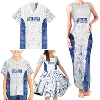 Custom New Zealand Aotearoa Family Matching Tank Maxi Dress and Hawaiian Shirt Purple Maori Paua Shell Indigenous LT9 - Polynesian Pride