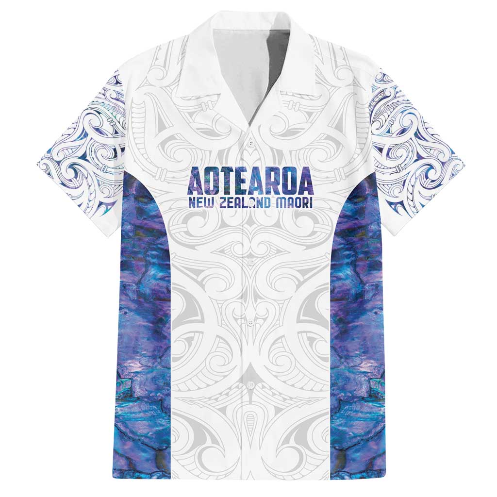 Custom New Zealand Aotearoa Family Matching Tank Maxi Dress and Hawaiian Shirt Purple Maori Paua Shell Indigenous LT9 Dad's Shirt - Short Sleeve Purple - Polynesian Pride