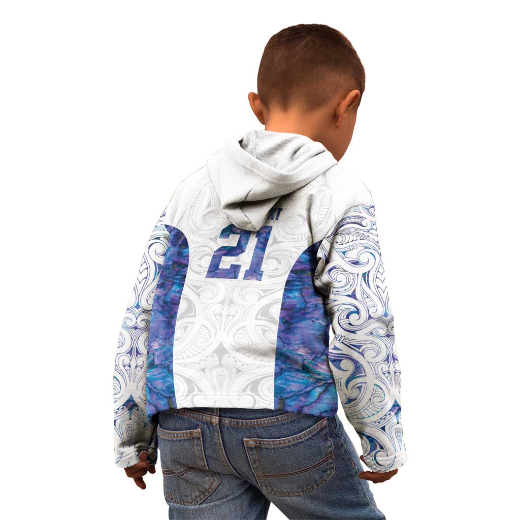 Custom New Zealand Aotearoa Kid Hoodie Purple Maori Paua Shell Indigenous - Polynesian Pride