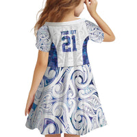 Custom New Zealand Aotearoa Kid Short Sleeve Dress Purple Maori Paua Shell Indigenous LT9 - Polynesian Pride
