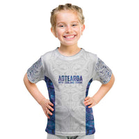 Custom New Zealand Aotearoa Kid T Shirt Purple Maori Paua Shell Indigenous - Polynesian Pride