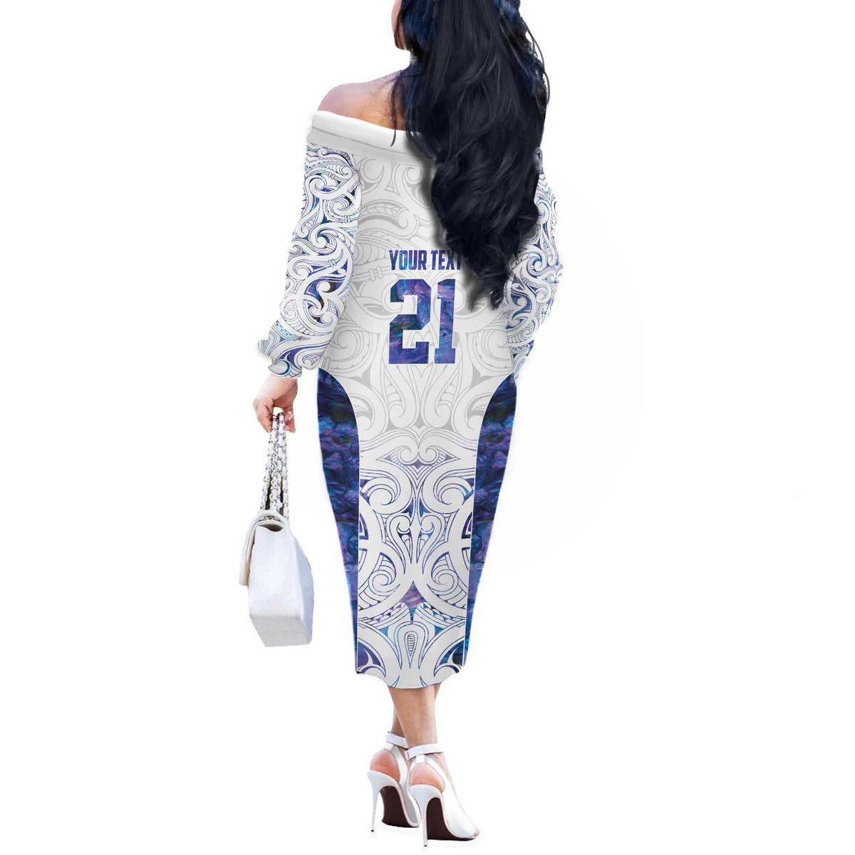 Custom New Zealand Aotearoa Off The Shoulder Long Sleeve Dress Purple Maori Paua Shell Indigenous LT9 - Polynesian Pride