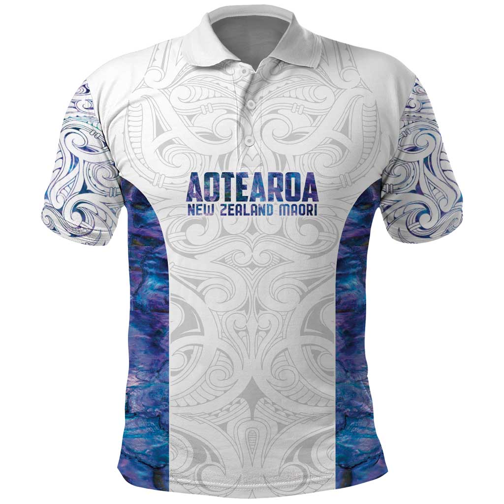 Custom New Zealand Aotearoa Polo Shirt Purple Maori Paua Shell Indigenous - Polynesian Pride