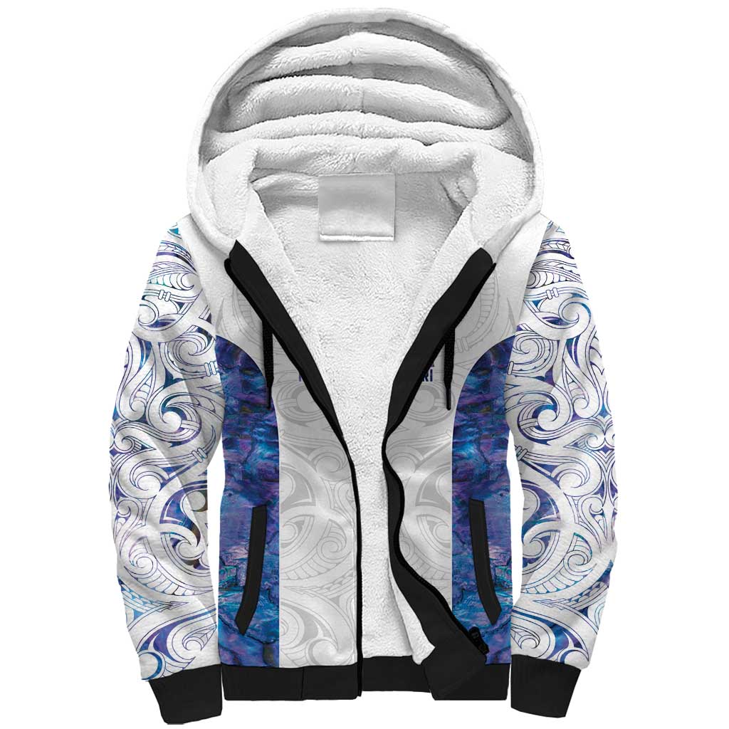Custom New Zealand Aotearoa Sherpa Hoodie Purple Maori Paua Shell Indigenous LT9 Unisex Purple - Polynesian Pride