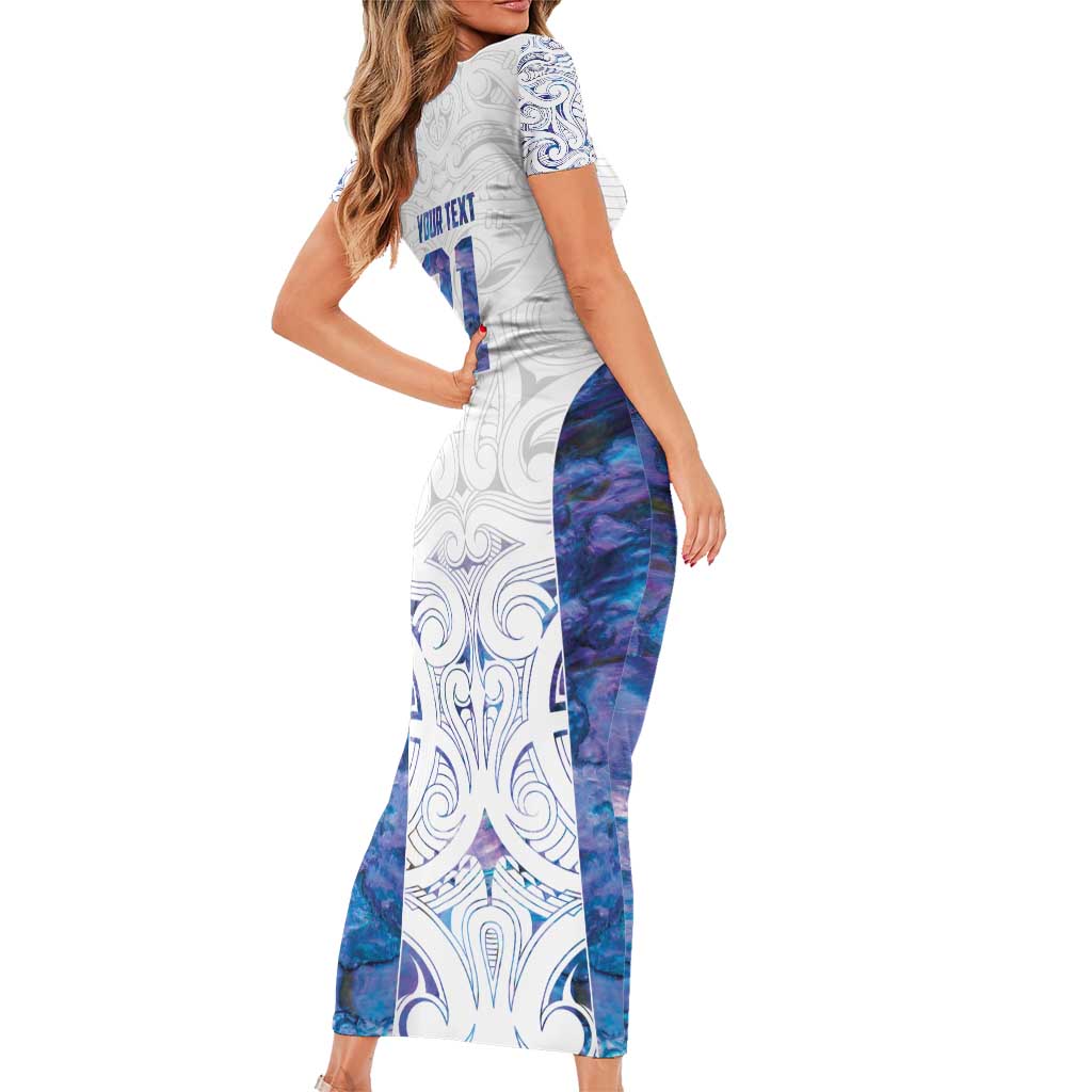 Custom New Zealand Aotearoa Short Sleeve Bodycon Dress Purple Maori Paua Shell Indigenous LT9 - Polynesian Pride