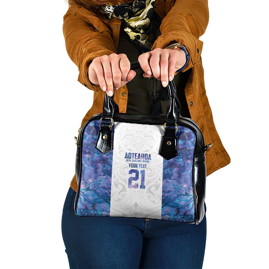Custom New Zealand Aotearoa Shoulder Handbag Purple Maori Paua Shell Indigenous - Polynesian Pride