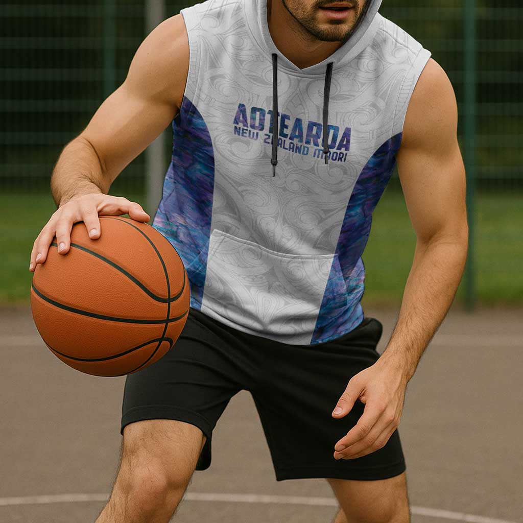 Custom New Zealand Aotearoa Sleeveless Hoodie Purple Maori Paua Shell Indigenous - Polynesian Pride