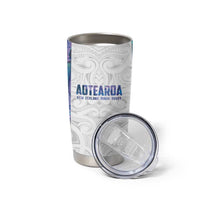 Custom New Zealand Aotearoa Tumbler Cup Purple Maori Paua Shell Indigenous - Polynesian Pride