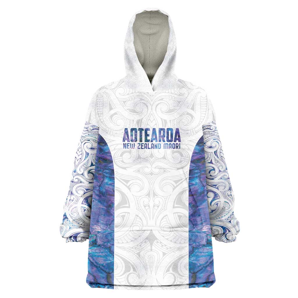 Custom New Zealand Aotearoa Wearable Blanket Hoodie Purple Maori Paua Shell Indigenous LT9 One Size Purple - Polynesian Pride