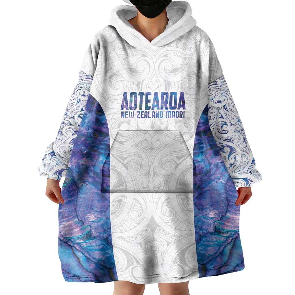 Custom New Zealand Aotearoa Wearable Blanket Hoodie Purple Maori Paua Shell Indigenous LT9 - Polynesian Pride