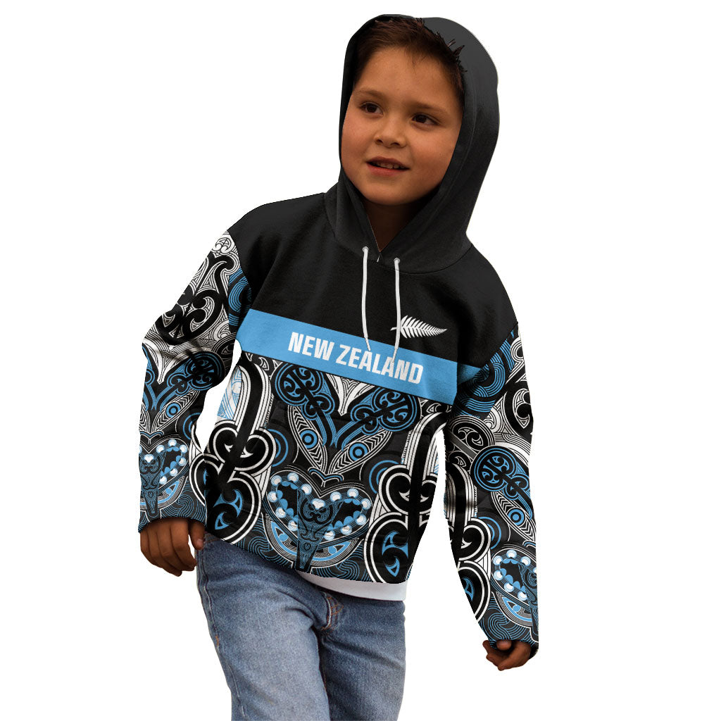 World Cricket Custom New Zealand Kid Hoodie Kia kaha nga Potae Pango LT9 - Polynesian Pride